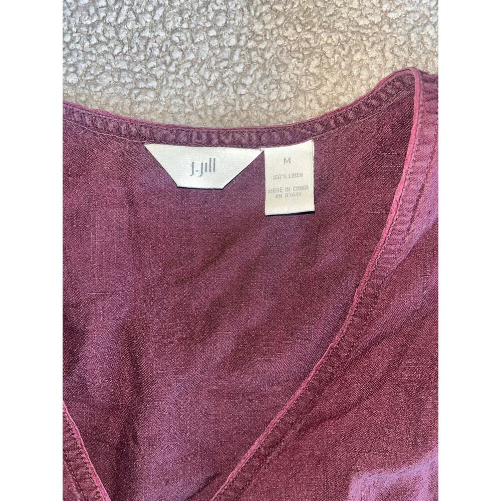 J. Jill Burgundy Linen Wrap Sleeveless Top Womens M - Picture 2 of 6